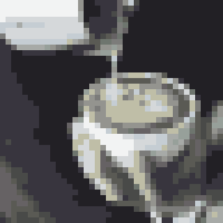 Pixel art of coffee being poured