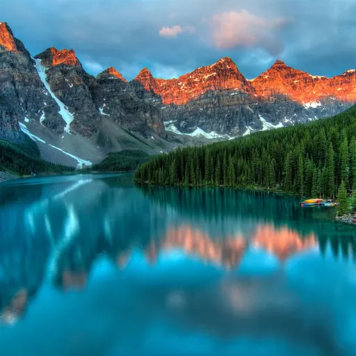 Original photo of a mountain lake at sunset